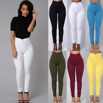 Fashion Multi Women Basic Plus Size S-3XL Pencil Stretch Casual Look Denim Skinny Jeans Pants High Waist Trousers