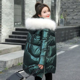 New Winter Jacket Parkas Women Glossy Down Cotton Jacket Hooded Parka Warm Female Cotton Padded Jacket Casual Outwear P985