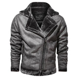 Men&#39;s Winter Fleece Motorcycle Leather Jacket Plus Velvet Thick Retro Vintage Leisure Male Outwear Warm Cashmere Inner Coats