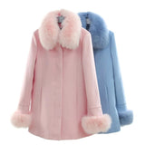 MAOMAOKONG Brand Store Autumn and Winter Ladies Coat Wool Coat Natural Real Fox Fur Collar Outdoor Jacket Top