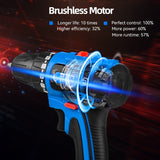 21V Electric Brushless Drill Cordless Screwdriver 40NM Drill Machine 2000mAh Battery Power Tools With Drill Bit By PROSTORMER