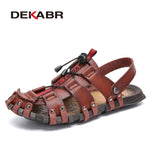 DEKABR Summer Men&#39;s Sandals Beach Shoes Summer Leisure Beach Roman Men Outdoor Sandals High Quality Soft Bottom Sandals Slippers