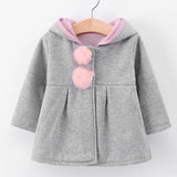 Spring Baby Girls Jackets Cute Rabbit Ear Cotton Autumn Kids Outerwear Children Hooded Coats 1 2 3 4 5 Year Toddler Girl Coat