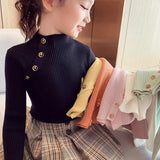 Girls sweater turtleneck pure color knitted sweater autumn children's clothing pure color pullover children's top 2t 3t 4t 8 12