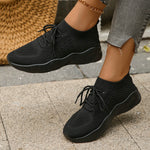 Women's Comfortable Breathable Knitted Sneakers Plus Size Low Cut Flat Casual Sports Shoes for Women 2024 Spring New Arrivals