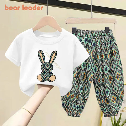 Bear Leader Girls Summer Sleeveless Suit 2023 New Summer Girls Fashion Korean Version of The Cute Polka Dot Girls Two-piece Suit
