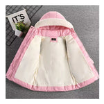 2-8 Years Warm Winter Girls Jacket Fur Collar Removable Hat Plush Lining Heavy Hooded Kids Coat Children Outerwear Send Gloves