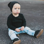 0M-4Y New Baby Street Dance Hip Hop Spring Autumn Baby Hat Scarf for Boys Girls Knitted Cap Winter Warm Solid Color Children Hat