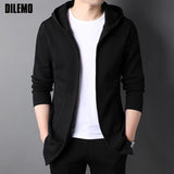 DILEMO Coats High End New Brand Designer Casual Fashion Korean Style Zipper Jackets For Men Solid Color Hooded Men Clothes