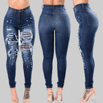 HOLE Denim Women 2022 High Waist Ripped Jeans for Women Skinny Black Pockets Jeans Woman Elastic Slim Jean Female Femme Pants