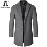 Male Woolen Coat Solid Color Slim Mid-Length Windbreaker Warm Wear-Resistant Men&#39;s Wool Coat Business Formal Wear Casual Jacket