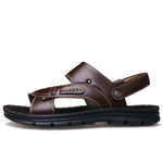 Men&#39;s Summer New Leather Sandals Men&#39;s Casual Beach Shoes Non-slip Slippers Two Sandals Men Sandals Leather  Men Sandal   Shoes