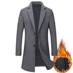 2022 Autumn and Winter Boutique Woolen Black Gray Classic Solid Color Thick Warm Men&#39;s Extra Long Wool Trench Coat Male Jacket