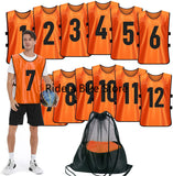 Scrimmage Training Vest (12 Pack) Team Sports Pinnies Jerseys for Adult Youth Soccer Bibs Numbered Practice Jerseys