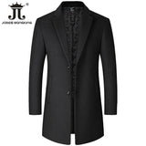 Male Woolen Coat Solid Color Slim Mid-Length Windbreaker Warm Wear-Resistant Men&#39;s Wool Coat Business Formal Wear Casual Jacket