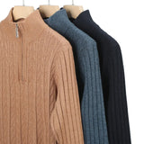 High-quality Semi-high-neck Men's Business Casual Sweater 2024 New Warm, Stretchy Striped Men's Pullover M-4XL