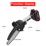 Geevorks 6 Inch Handheld Electric Saw Rechargeable Chainsaw Mini Pruning Saw Cordless Chain Saw Garden Woodworking Power Tool