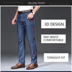 BROWON Brand 2024 Men Jeans Summer Thin Breathable Soft Mid Straight Regular Men's Jeans Trousers Vintage Mens Clothing