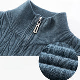 High-quality Semi-high-neck Men's Business Casual Sweater 2024 New Warm, Stretchy Striped Men's Pullover M-4XL