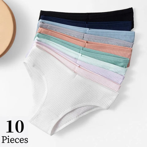 BZEL 10PCS/Set Women's Panties Sexy Breathable Underwear Comfortable Lingerie Cotton Striped Briefs Fashion Cozy Underpants Sale