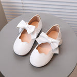 Girl's Princess Shoes Brown White Bowknot Lovely Shallow Children Flat Shoes Sweet Four Seasons 21-30 Light Kids Mary Janes