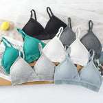 Cotton Seamless Bras For Women Non-Wire Bras Solid Push Up Brassiere V-neck Underwear Thin Pad Cup Soft Female Intimates