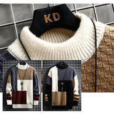 Color matching sweater men's long-sleeved pullover all-in-one casual sweater