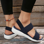 Women&#39;s Knit Elastic Cloth Wedge Sandals Slip On Lightweight Walking Sandals Women Plus Size Comfortable Summer Shoes Woman 2023