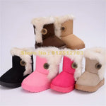 (size 21-35 6 Colors Winter Children Thick Warm Shoes Cotton Padded Suede Buckle Girls Boys Snow Boots Kids Shoes