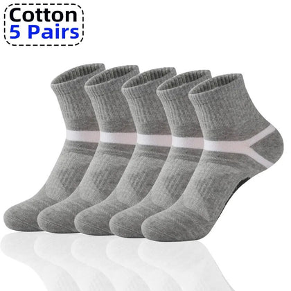 High Quality 5 Pairs /Lot Men's Cotton Socks Black Sports Socks Casual Run Autumn Winter Socks Breathable Male Sokken Large Size