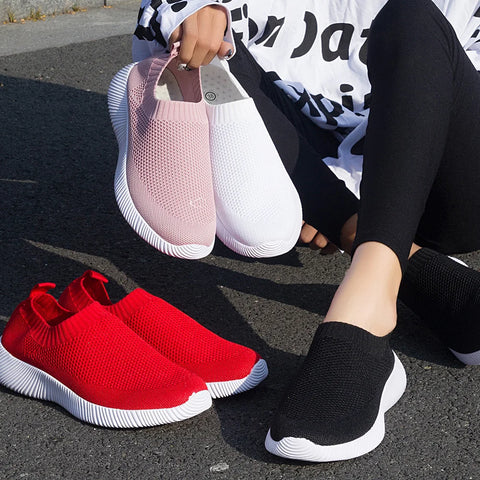 2024 Spring Women Shoes Knitting Sock Sneakers Women Flat Shoes Casual Breathable Sneakers Flats Walking Shoes for Women