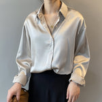 Spring 2023 Women Clothing Silk Shirt Vintage Blouse Women Sheer Top Women Long Sleeve Dress Shirt Loose Blouse Woman Overshirt