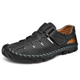 2023 New Summer Sandals Men Breathable Leather Shoes Man Retro Outdoor Men Sandals Antiskid Beach Sandals Hollow Shoes Footwear