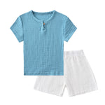 Summer Children Clothes Sets Linen Sports Clothes For Baby Girl Boy Clothing Sets T-shirts+Shorts 2 Piece Kids 1-6Years Clothing