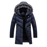 Men&#39;s Thick Fleece Winter Jacket Fashion Fur Hooded Warm Cooton Parka Male Solid Cotton Outwear Coats Windbreaker Plus Size 6XL