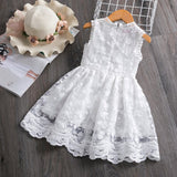 White Summer Flower Girls Dresses 2023 Birthday Sleeeveless Wedding Evening Ball Gown Tutu Lace Floral Kids Dress for Girl Cloth