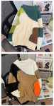 2024 Autumn/winter New Men's Sweater Japanese Style Color Blocking Hong Kong Street Round Neck Pullover Casual Knitted Top