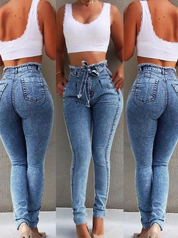 Temperament Sexy Slimming Womens Denim Pants 2024 New Summer European and American Style Jeans Streetwear Denim Pants