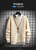 Autumn Winter Men Sweater Warm Top New Fashion Stitching Color Matching Pullover Round Neck Sweater Thickened Knitted Sweater