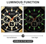 CURREN Men’s Watches Top Brand Big Sport Watch Luxury Men Military Steel Quartz Wrist Watches Chronograph Gold Design Male Clock