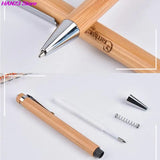 4Pcs Set Bamboo Wood Ballpoint Pen 1.0mm Bullet Tip Blue Black Ink Signature Ball Pen Office School Wrting Stationery