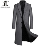 2022 Autumn and Winter Boutique Woolen Black Gray Classic Solid Color Thick Warm Men&#39;s Extra Long Wool Trench Coat Male Jacket