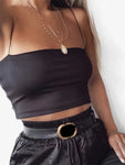 2022 Summer Women's Crop Top Sexy Elastic Cotton Camis sleeveless Short Tank Top Bar