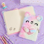 Children'S Cartoon Notebooks Plush Cute Bear With Lock Plush Notebook Student A5 Diary Girl Gift Book