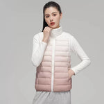 Women Fashion Gradient Ultra Light Down Vest 2022 Spring/Autumn New Female Stand Collar Slim Fit Sleeveless Puffer Jacket