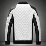 New Patchwork Motorcycle Jacket Men Stand Collar Casual Leather Jacket Fashion Slim Moto Bike PU Winter Jacket Men Plus Size 5XL