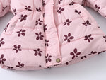 Girls' Warm Coat with Flower Print & Fleece Hood - Perfect for Winter!