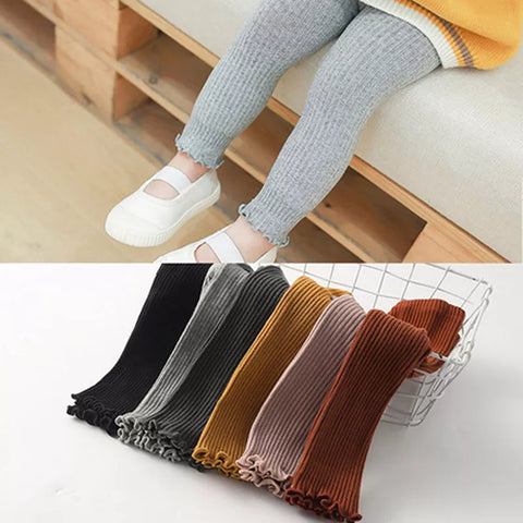 Baby Pants 2022 Knitted Candy Color Bottoms Outfits Toddler Girls Ribbed Leggings Striped Casual Trousers Infant Kids Leggings