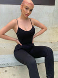 Black Sexy Jumpsuits Women Summer Sleeveless Rompers Spaghetti Strap Backless Casual Bodycon Skinny Sports Fashion Streetwear