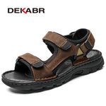 DEKABR Size 48 Male Genuine Leather Sandals Summer Casual Men Shoes Vacation Beach Shoes Fashion Outdoor Non-Slip Sneakers